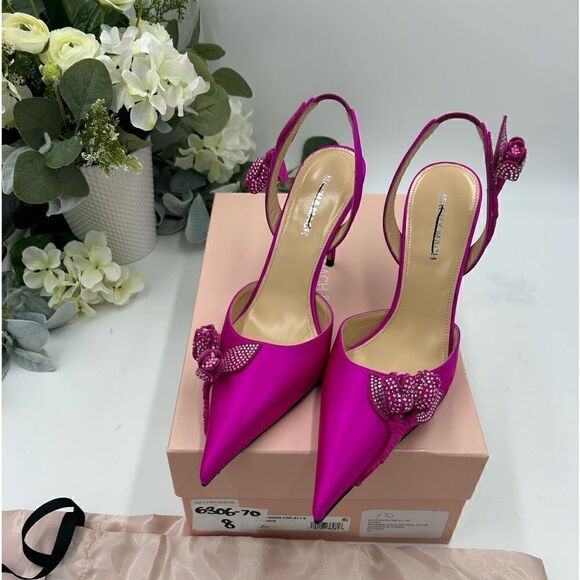 Women’s mock and mock satin crystal embellished pumps, 95 mm size 38 made Italy - Picture 1 of 8